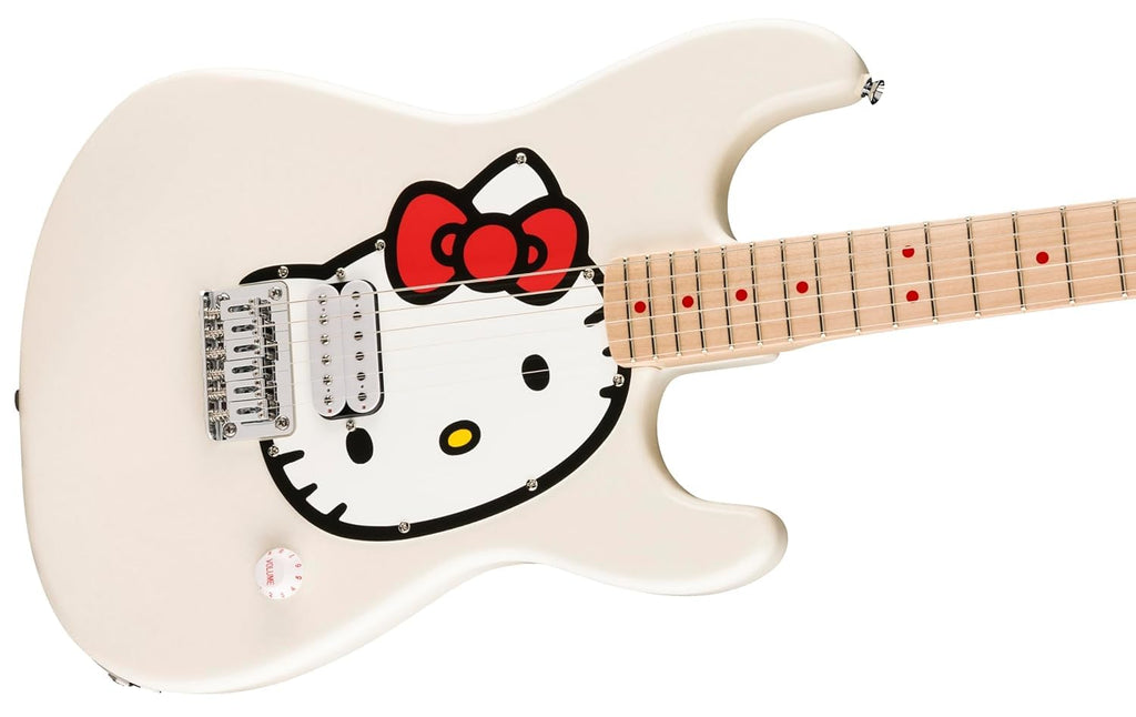 Fender x Hello Kitty Stratocaster Electric Guitar and Deluxe Hello Kitty Gig Bag, White