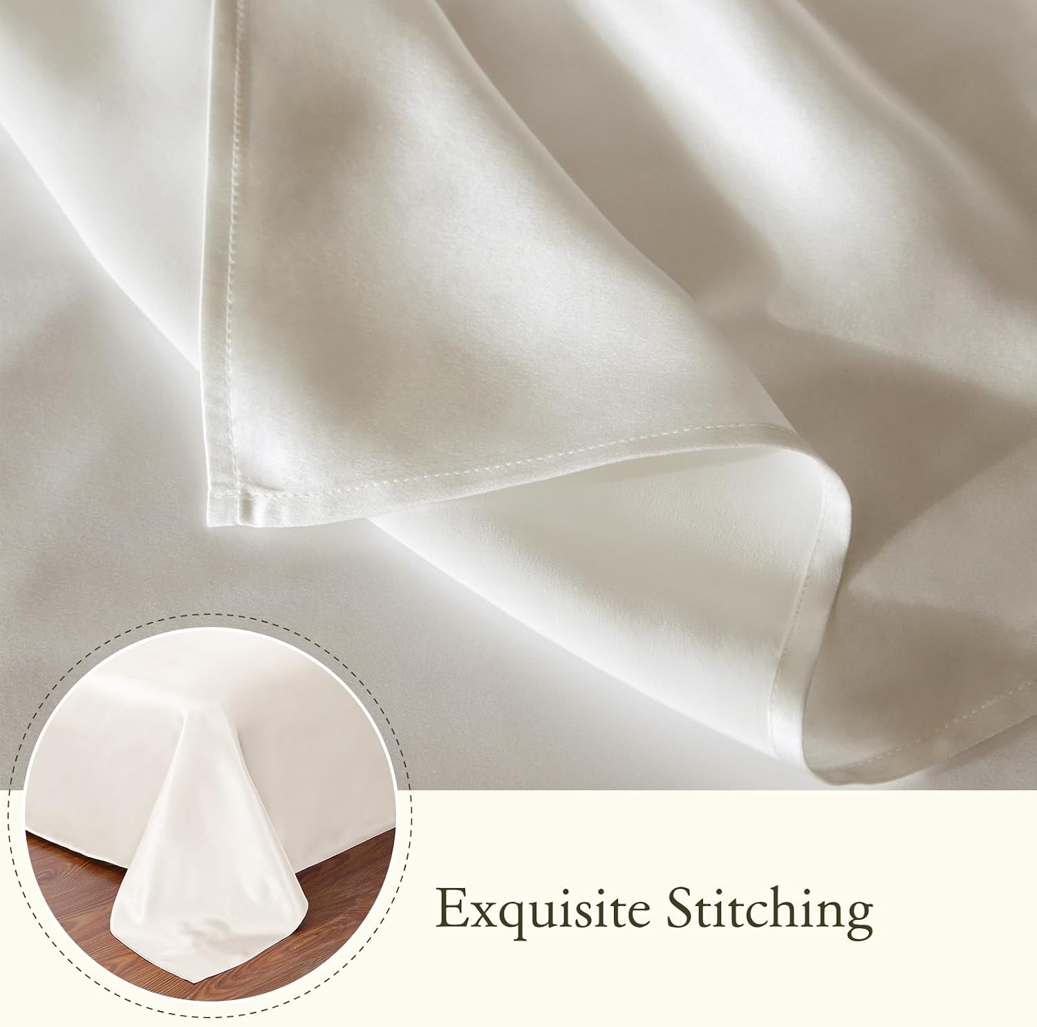 LilySilk 4PC Silk Fitted Sheet Set, 19 Momme Silk Bed Sheets, 1 Flat Sheet, 1 Fitted Sheet and 2 Oxford Silk Pillowcases, Silk Bedding Set 100% Top 6A Grade, Ivory, Full Size