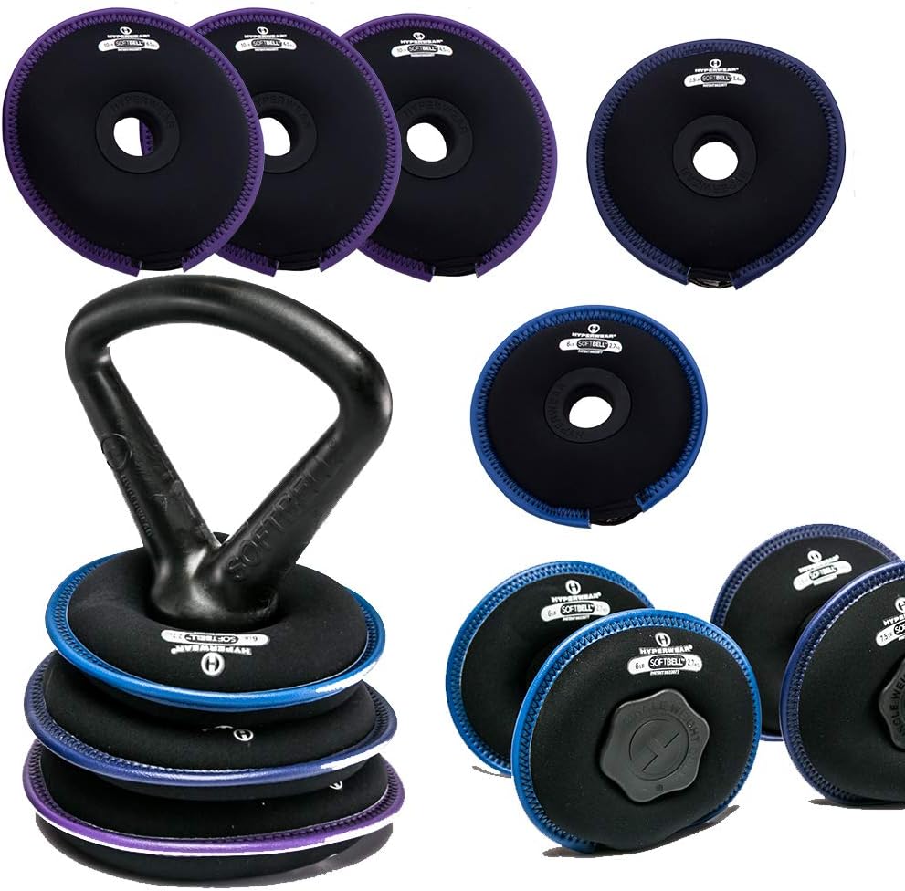 Hyperwear SoftBell® Adjustable Weight System – Modular Home Gym Set Converts to Dumbbells, Kettlebells & Plates, Quiet Soft Weights (3–20 lb or 20–50 lb Sets)
