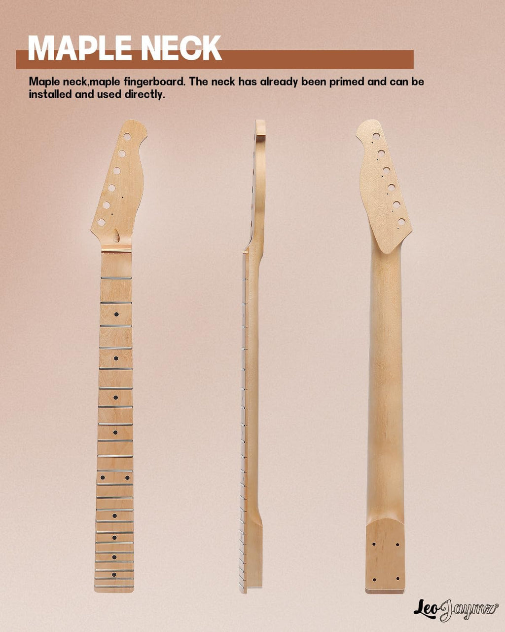 Leo Jaymz DIY TL Style Electric Guitar Kits,Spray-painted Mahogany Body,Maple Neck, including all Components (TL Black)