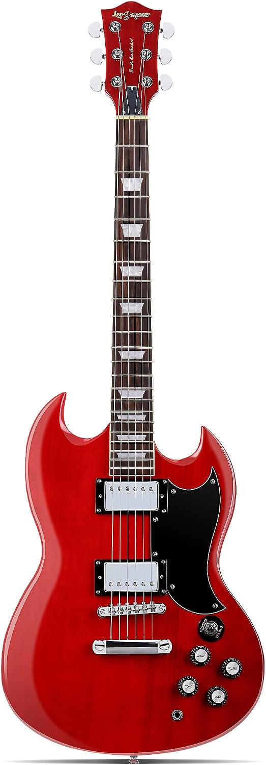 Leo Jaymz 39 Inch Solid Body Electric Guitar - Poplar Wood Body，Maple Neck and Laurel Wood Fretboard (Red)