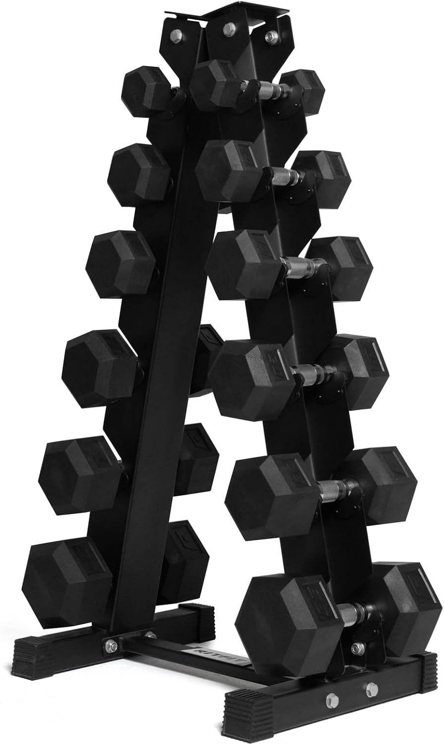 Ritfit 5-650 LBS PVC Encased Hex Dumbbell Sets with Optional Rack for Home Gym, Hand weight with Chrome Handle for Strength Training,Workouts