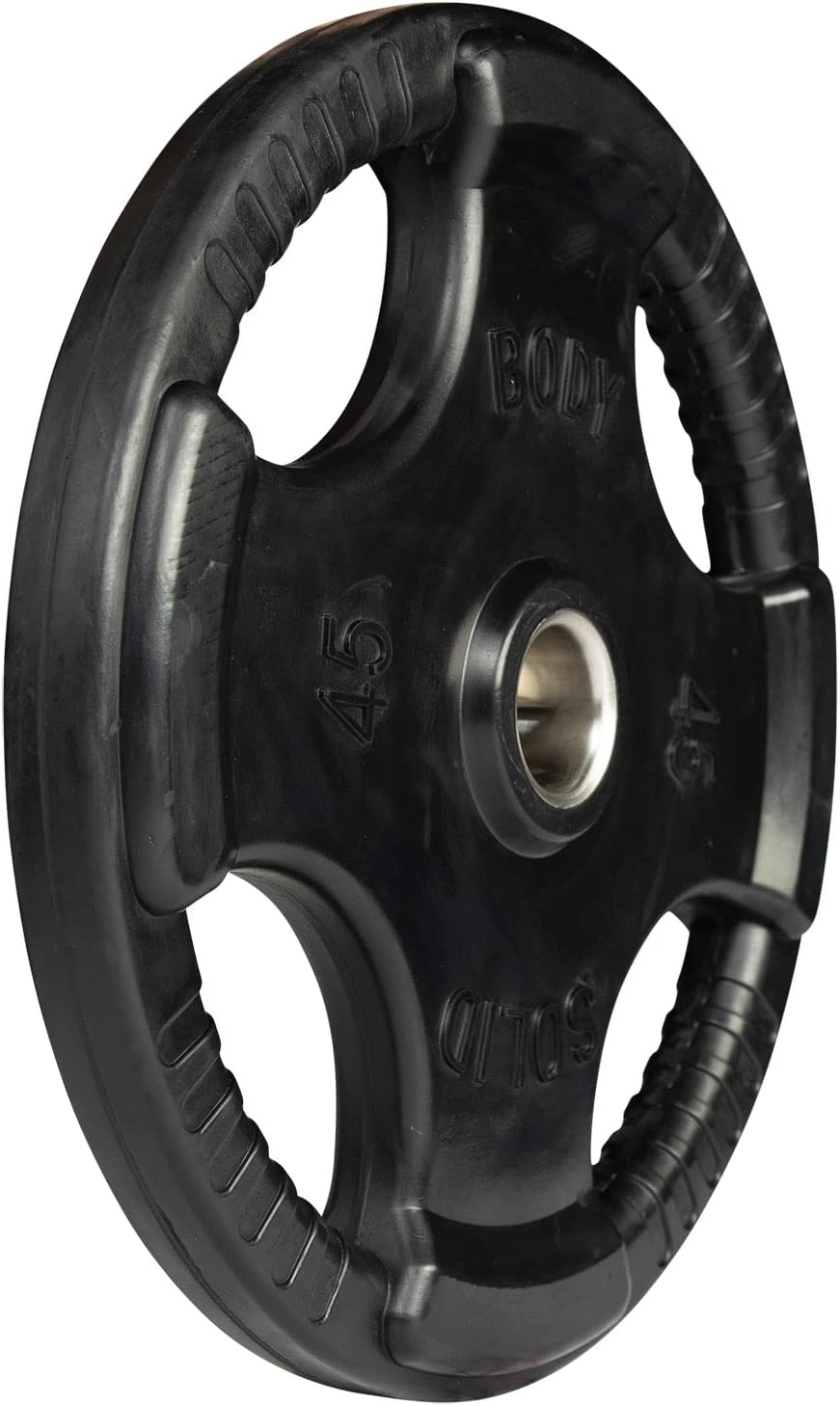 Body-Solid Rubber Coated Olympic Weight Plate (1), with Anti-Slip Grip - Perfect for Strength Training, Home Gym, and Barbell Workouts