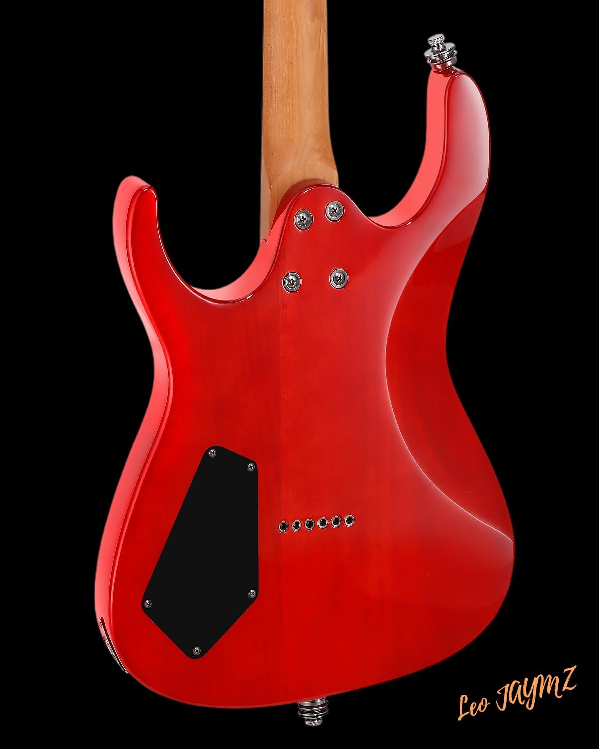 Leo Jaymz Electric Guitar Hurricane Deluxe Series, Mahogany Body, Roasted Maple Neck, Rosewood Fretboard, Locking Tuners, Rounded Frets, Case(Red Deluxe)