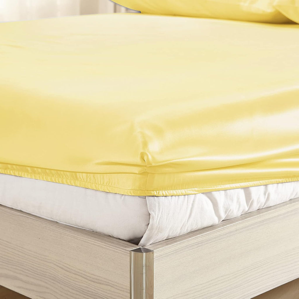 LilySilk 3PC Mulberry Silk Fitted Sheets Set, 6A Grade, 2 Pillowcases, 1 Fitted Sheet, 16 Inch Deep Pocket, 19 Momme, King