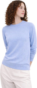 State Cashmere Women's Essential Crewneck Sweater 100% Pure Cashmere Classic Long Sleeve Pullover