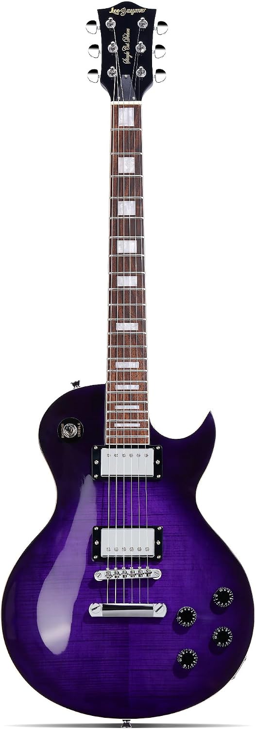 Leo Jaymz SC Series Electric Guitar – Mahogany Body, Laurel Fingerboard, Dual Humbuckers, Stainless Steel Frets, Tune-O-Matic Bridge, C Neck, 18:1 Tuners (Violet Flame)