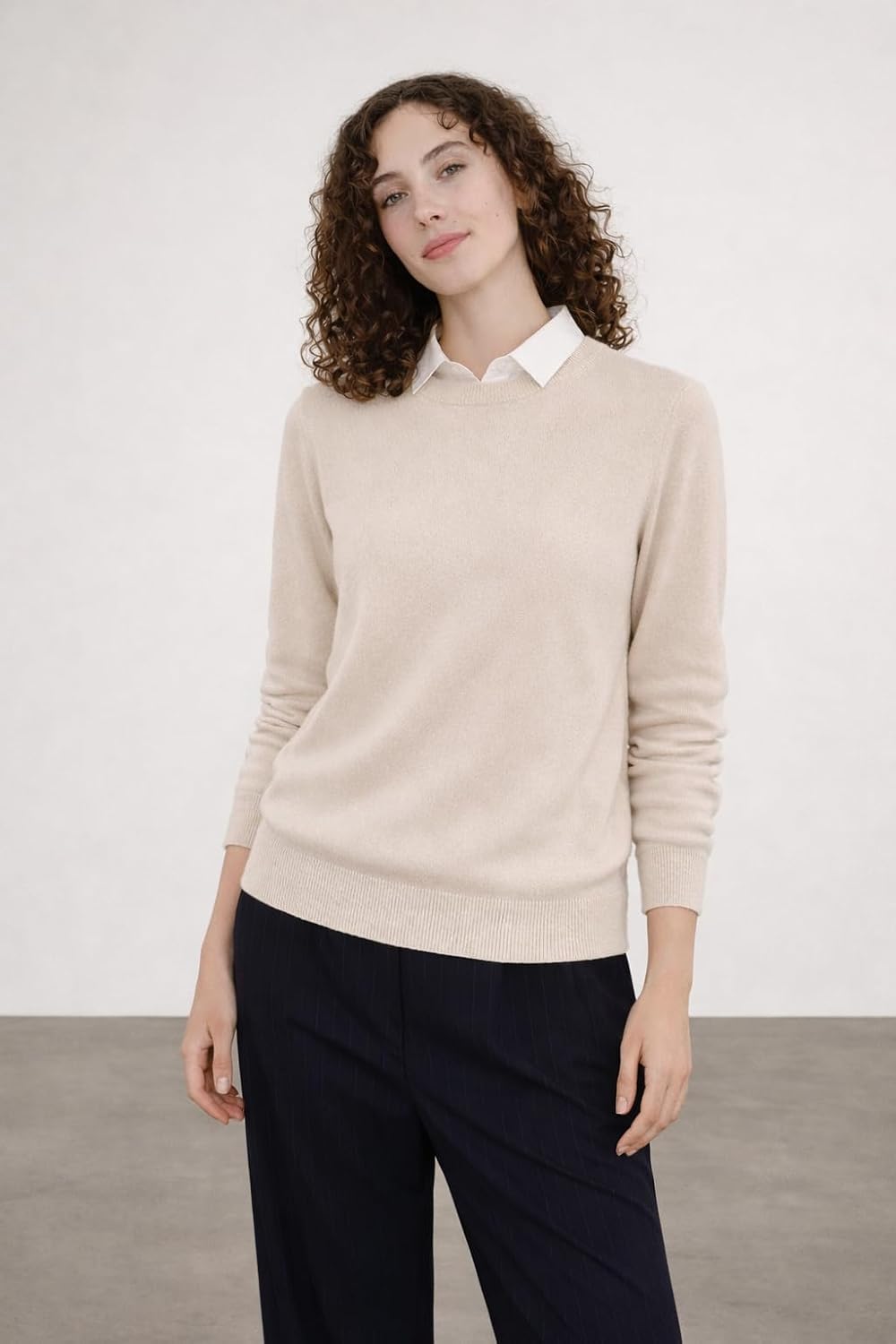 State Cashmere Women's Essential Crewneck Sweater 100% Pure Cashmere Classic Long Sleeve Pullover