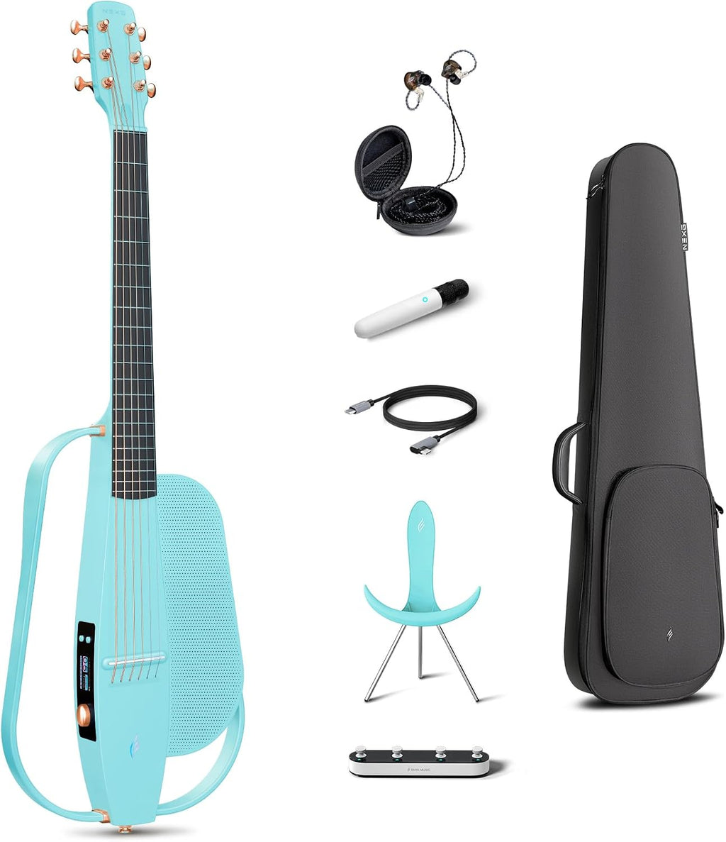 Enya NEXG 2 Acoustic-Electric Guitar Carbon Fiber Travel Smart Audio Guitar with 50W Wireless Speaker, Wireless Microphone, Hi-Fi Monitor Earphones, Footswitch, Charging Stand, and Gigbag