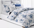 Lauren Ralph Lauren Beautiful Watercolor Sandra Grey Navy Blue Floral King 3 pc Duvet Cover Set Shams White Luxurious 100% Cotton Sateen Silky Smooth