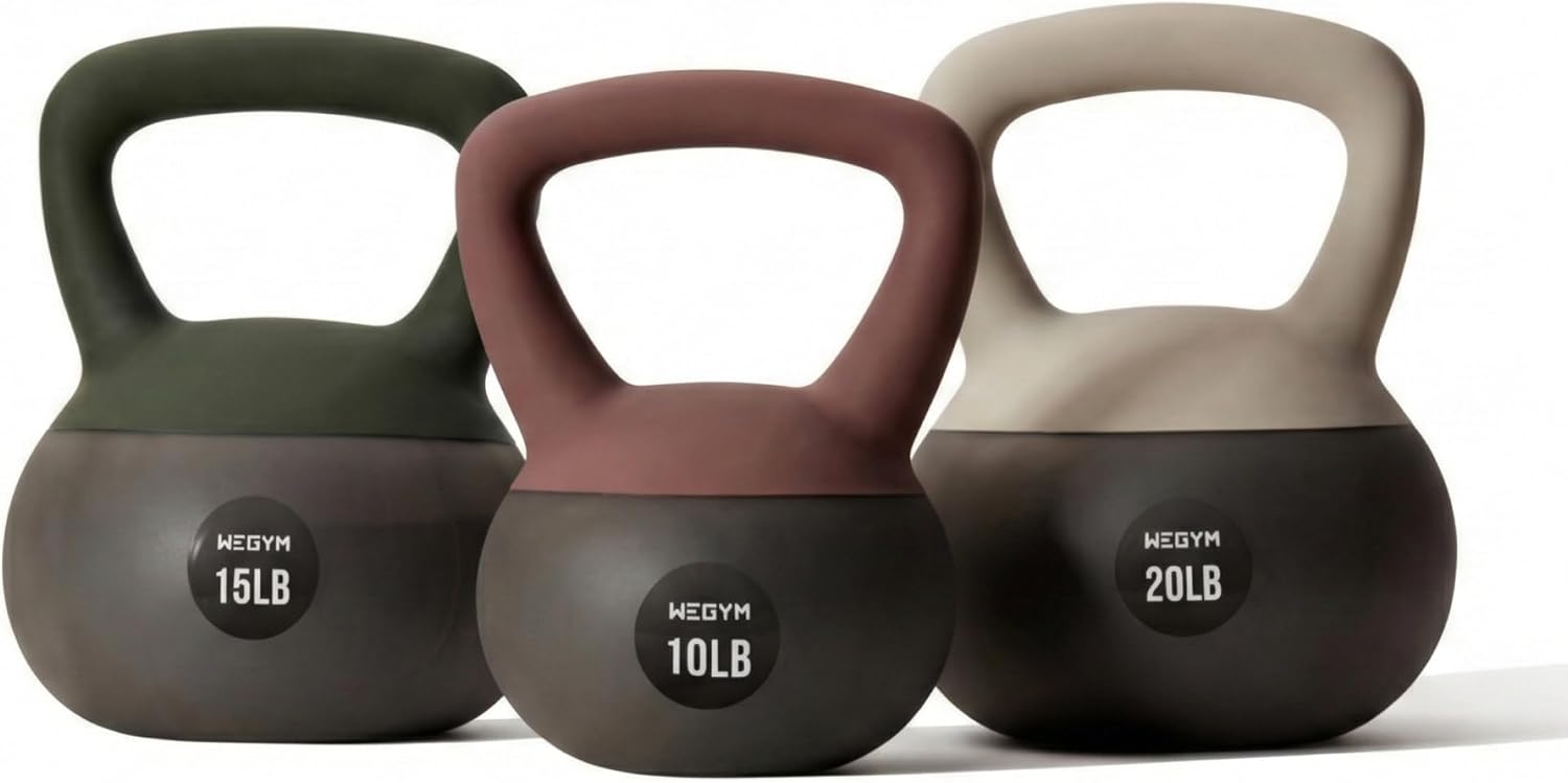 WeGym Soft Kettlebells with Cushioned Impact-Resistant Base and Anti-Slip, Wide-Grip Handle for Home Workouts, Weightlifting, and Full Body Strength Training