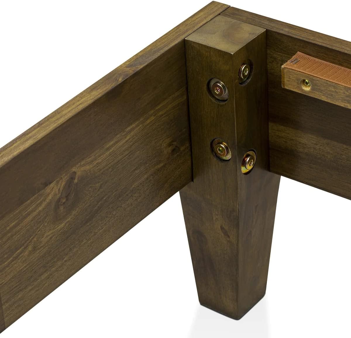 East West Furniture NVP-22-K King Size Platform Bed Frame with 4 Hardwood Legs and 2 Extra Center Legs - Walnut Finish