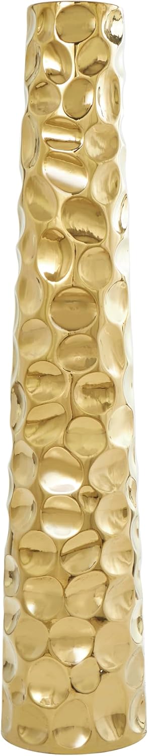 Deco 79 Ceramic Geometric Decorative Vase Bubble Centerpiece Vase with Concaved Circles, Flower Vase for Home Decoration 8' x 8' x 39', Gold