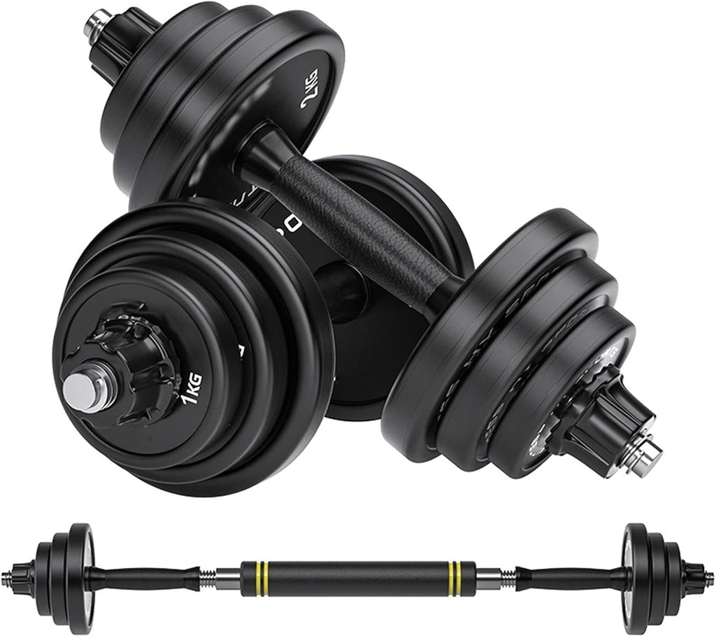 Exercise Set 20KG Dumbbells Pairs 3-44 lbs Adjustable Dumbbell Weight Set Barbell Lifting with 2 Connector for Home Bodybuilding Training(10kg2) Weight Bell