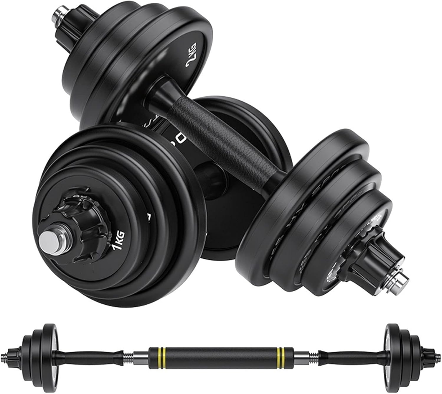 Exercise Set 20KG Dumbbells Pairs 3-44 lbs Adjustable Dumbbell Weight Set Barbell Lifting with 2 Connector for Home Bodybuilding Training(10kg2) Weight Bell