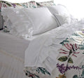 QSH Ruffle Sheets Set King Size French Country Lace Bedding 100% Washed Cotton Shabby Chic Bed Sheet Set 4pcs Deep Pockets Ruffled Bed Sheets
