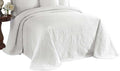 King Charles Modern Farmhouse Floral Matelasse Bedspread, 100% Cotton Breathable Bedding, Full/Queen, White