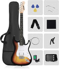 RVONE RST-150 39'Beginner Electric Guitar Kit with Amplifier, Classic HSS Pickup, Electric Guitar with Gig Bag, Capo, Strap, Extra Strings, Digital Tuner, 3 Picks, Cleaning Cloths (Sunburst)