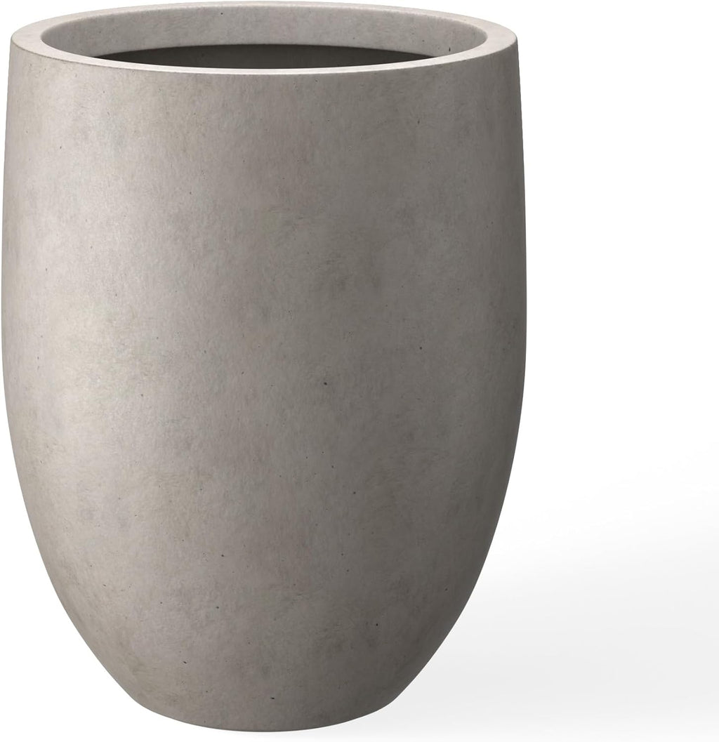 Kante 21.7' H Weathered Concrete Tall Planter, Large Outdoor Indoor Decorative Pot with Drainage Hole and Rubber Plug, Modern Round Style for Home and Garden