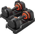 Adjustable Dumbbell Set 25LB Pairs Dumbbell Weights 5 in 1 Free Weight Adjust with Anti-Slip Metal Handle for Home Gym Exercise Equipment, Black