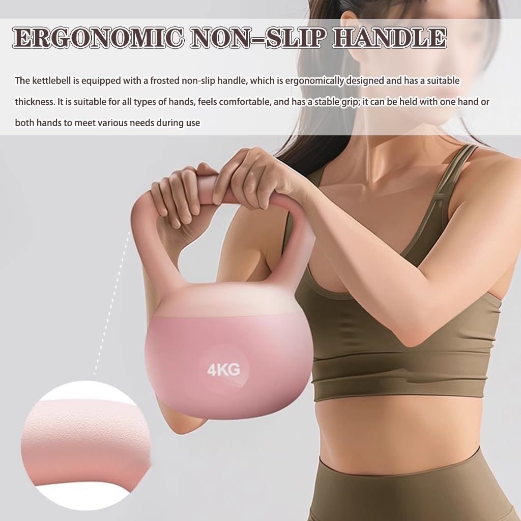 Kettlebell Weights Beginner Fitness Exercise Soft Kettle Bells, Women's Weight Loss Training Dumbbell, Anti-Slip Handle, Vest Line/Peach Buttocks(Yellow,6kg)