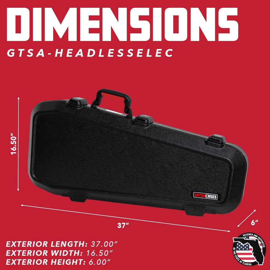Gator Cases Molded Flight Case For Headless Electric Guitars With TSA Approved Locking Latch; (GTSA-HEADLESSELEC)