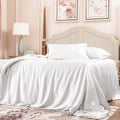 PROMEED 100% Mulberry Silk Duvet Cover Set 3PCS King Size, Real 23 Momme Grade 6A Silk Bedding Set with Duvet Cover and Pillowcases (White, King)
