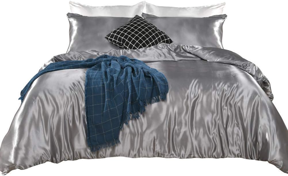 Yarns of Cotton 3 PC All Season Silky Super Soft Comforter Set Luxurious Bedding Set - (1 Comforter, 2 Pillow Cases) King/Light Grey