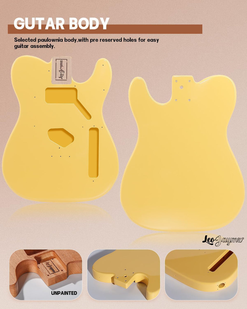 Leo Jaymz Print DIY Electric Guitar Kits (TL Cream Yellow (New))
