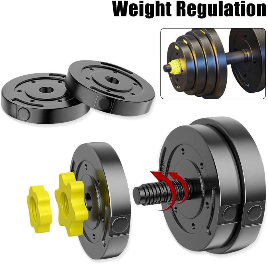 Dumbbel Adjustable-Dumbbells-Set,80lbs Free Weights Set with Connector,Fitness Exercises for Home Gym Suitable Men/Women,Yellow Barbell