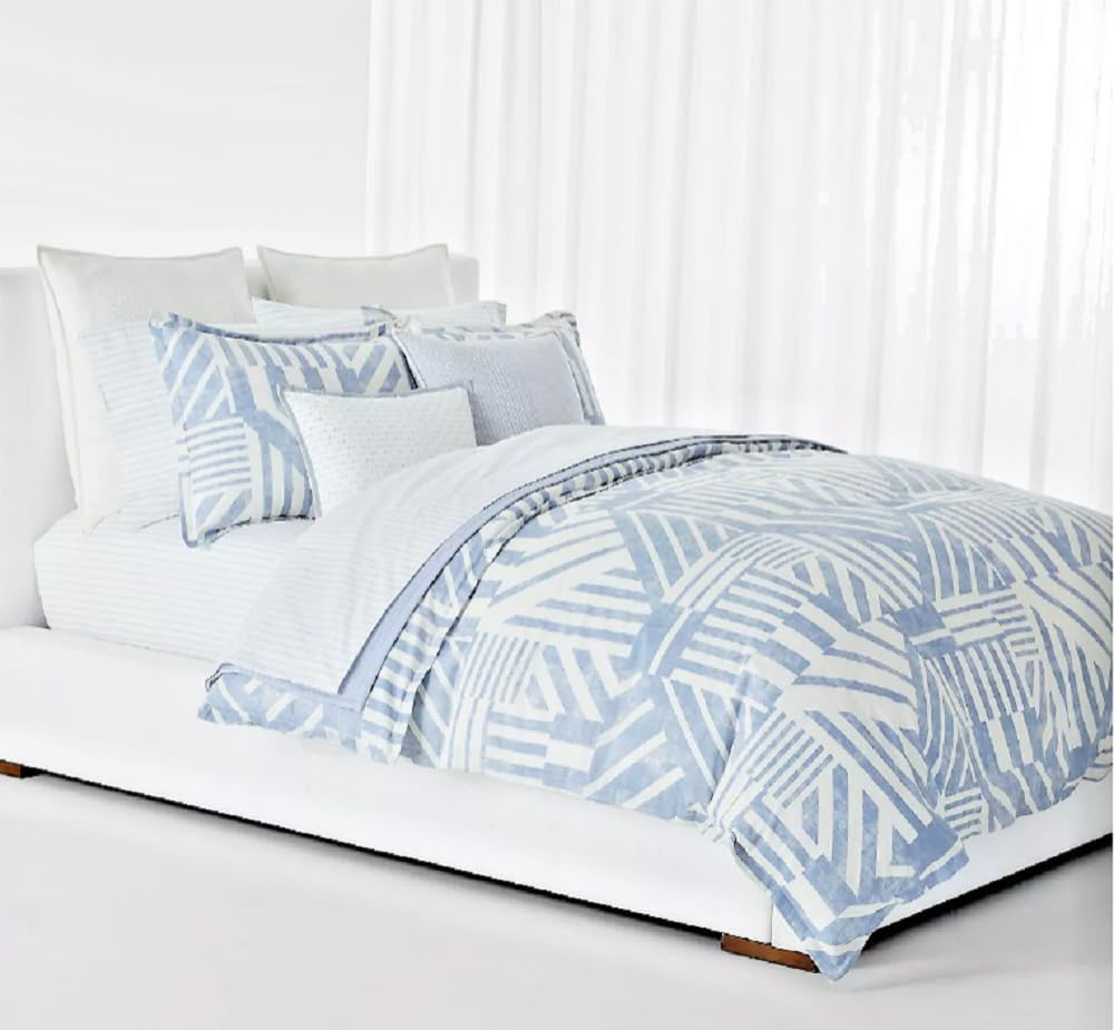 Lauren Ralph Lauren Bennett Blue White Geometric 3-Pc. King Duvet Cover Set (King)