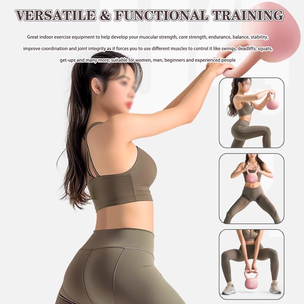 Kettlebell Weights Beginner Fitness Exercise Soft Kettle Bells, Women's Weight Loss Training Dumbbell, Anti-Slip Handle, Vest Line/Peach Buttocks(Yellow,8kg)