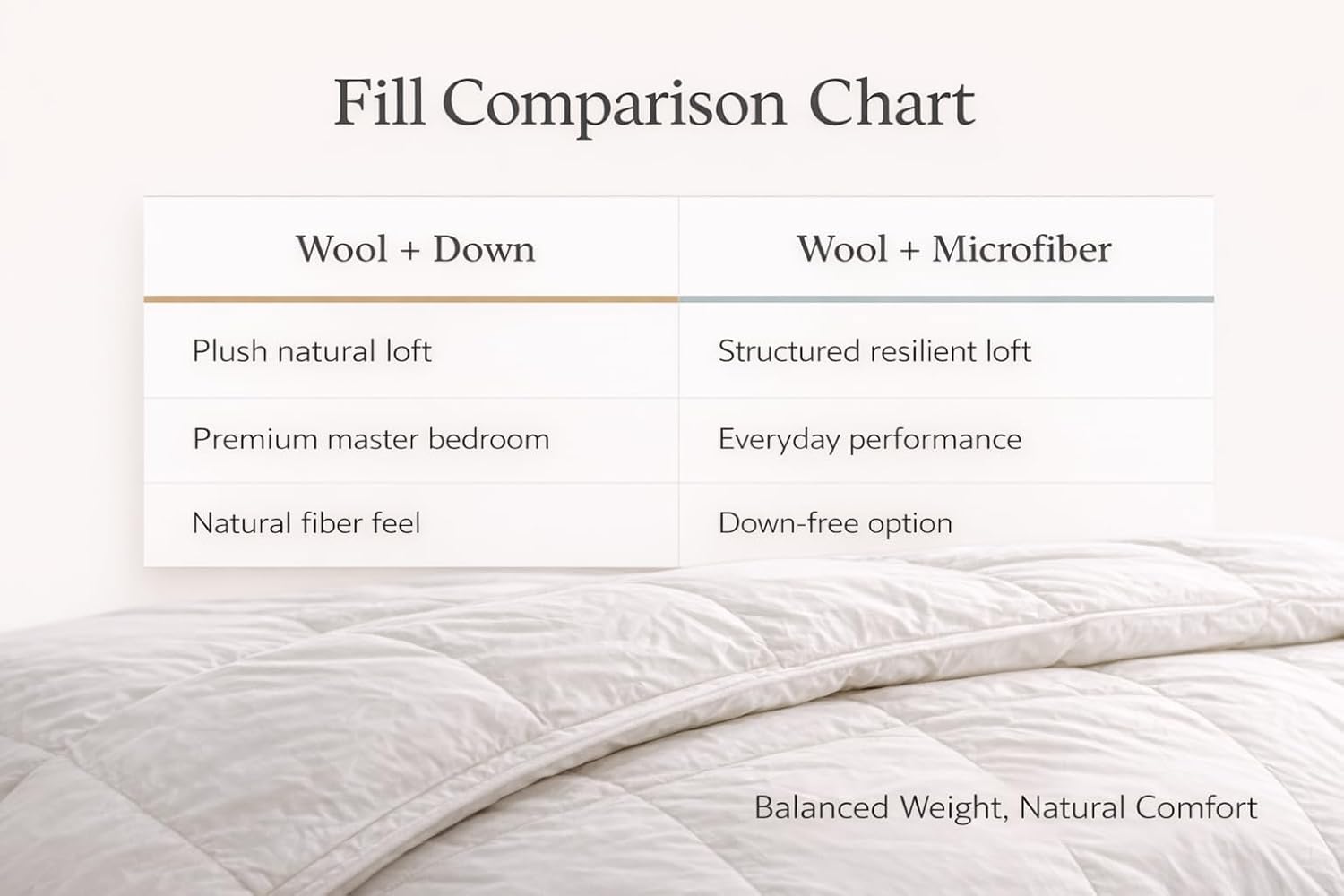 Continental Bedding Wool and Down Blend Comforter All Season Duvet Insert 300 Thread Count 100% Cotton Cover
