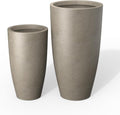 Kante 31.4' and 23.6' H Weathered Concrete Finish Concrete Tall Planters Large Outdoor Indoor Decorative Plant Pots with Drainage Hole and Rubber Plug, Modern Tapered Style for Home and Garden