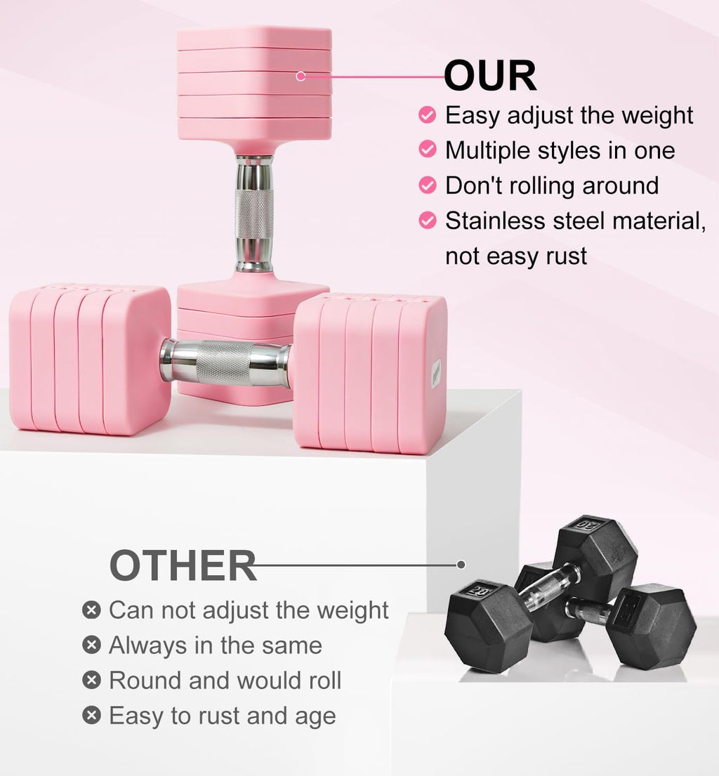15LB 20LB 30LB 40LB 50LB Adjustable Dumbbell Set Free Weights Dumbbells Set for Women Men Hand Weights Sets Adjust Dumbbell Weight Sets for Home Gym Exercise Workout Strength Training Equipments