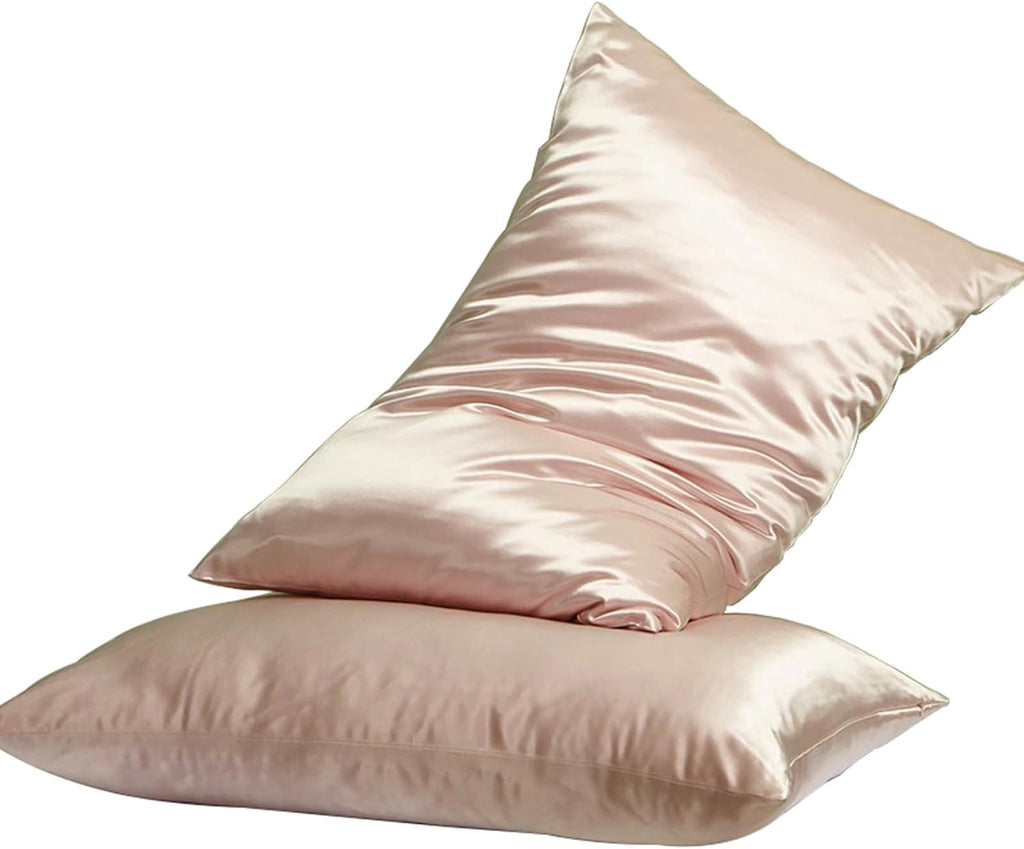 2 Pack Silk Pillowcase, Both Sides 100% Mulberry Silk Pillow Case for Hair & Skin, Pure Natural Satin Pillow Cases with Hidden Zipper, Soft,Cozy and Breathable Silk Pillow Cover,20''×30'',Pink