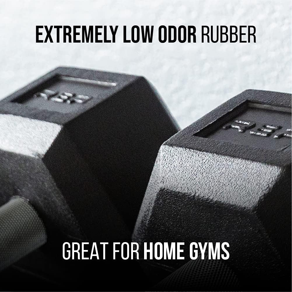 REP FITNESS Dumbbell Set with Bench – 5-50, 5-75 or 5-100 Rubber Hex Dumbbell Set with Either Flat or Adjustable Bench
