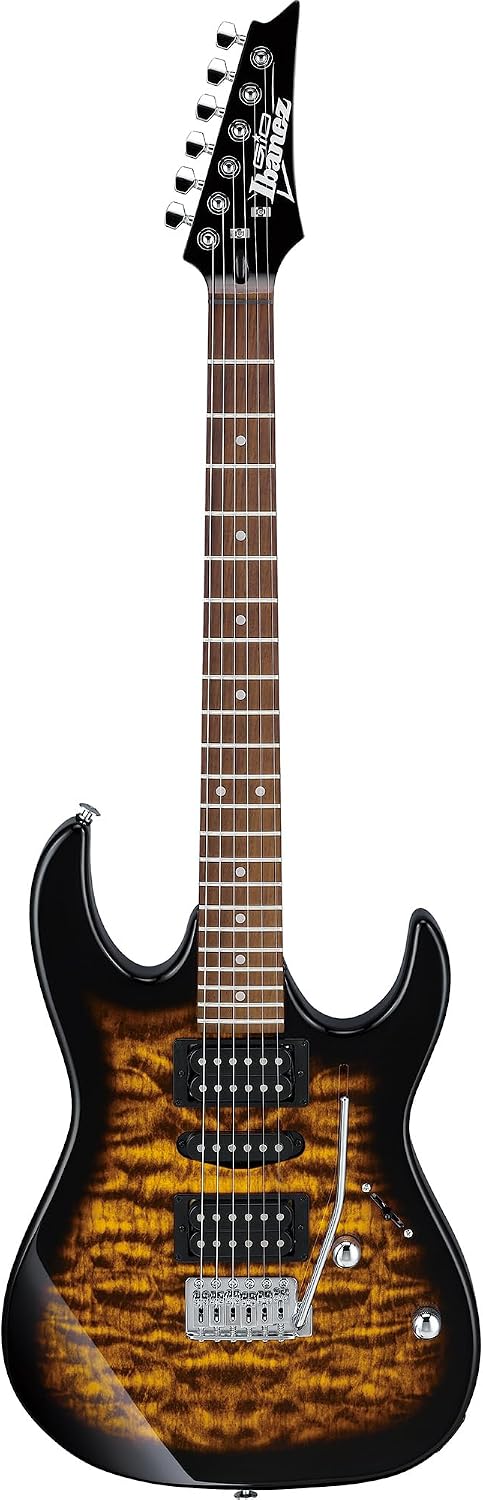 Ibanez GRX70QA RG Gio Electric Guitar - Sunburst Bundle with Amp, Gig Bag, Tuner, Cable, Picks, Austin Bazaar Instructional DVD, and Polishing Cloth