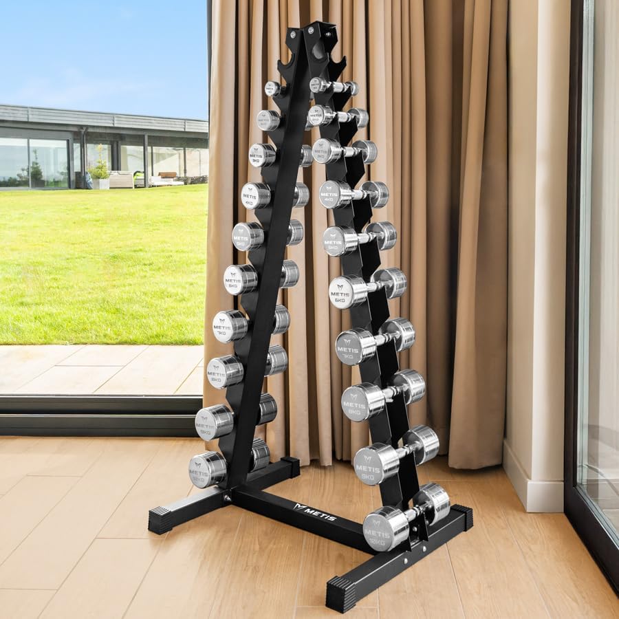 METIS Chrome Dumbbell Weights [Pair] - Pair of Dumbbell Hand Weights [2lb - 22lb] | Exercise & Fitness Dumbbells | Steel Weights Dumbbells Set | Strength Training Equipment