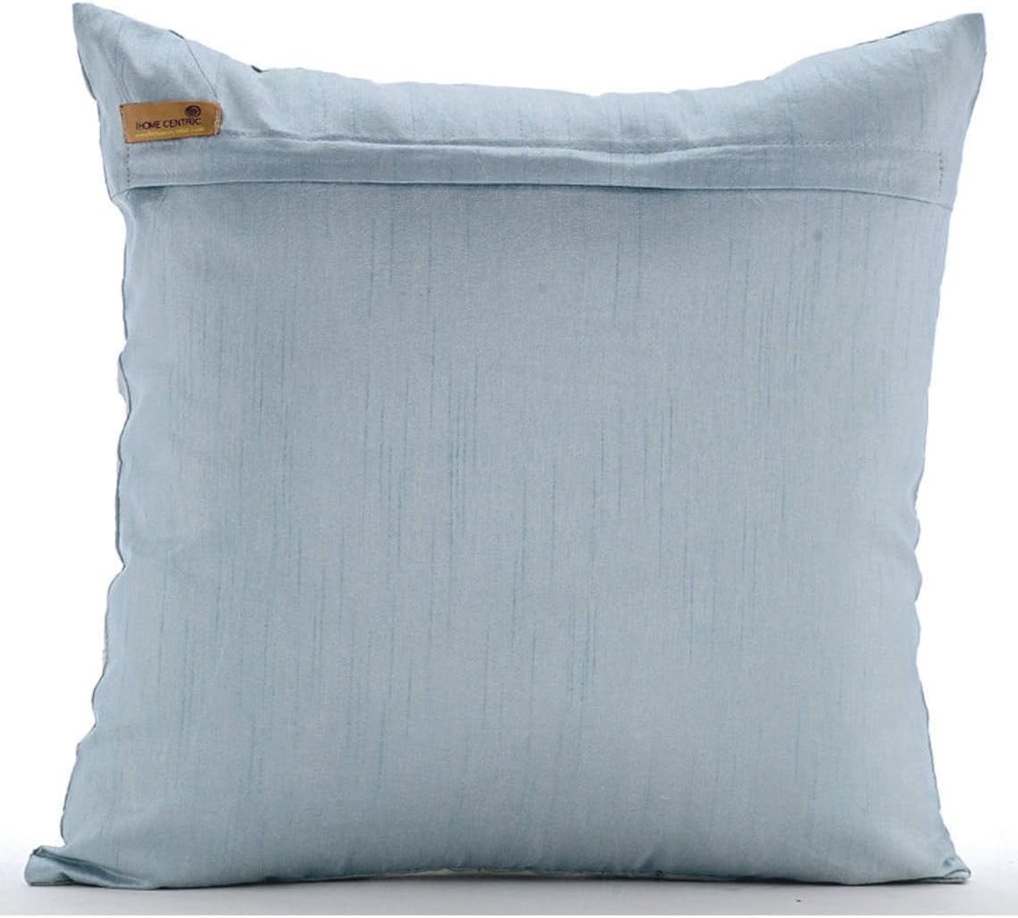 The HomeCentric Pack of 2 22x22 inch (55x55 cm) Pillow Case Light Blue Throw Pillow Cover Beaded Baroque French Toile Theme Pillow Cover Art Silk Square Pillow Cover Floral Victorian - White Waters