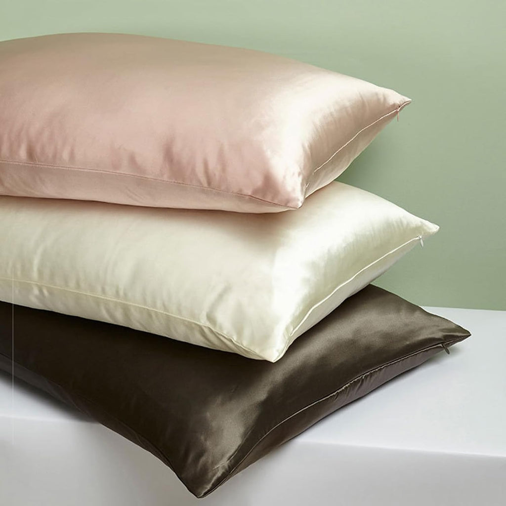 2 Pack Silk Pillowcase, Both Sides 100% Mulberry Silk Pillow Case for Hair & Skin, Pure Natural Satin Pillow Cases with Hidden Zipper, Soft,Cozy and Breathable Silk Pillow Cover,20''×30'',Pink