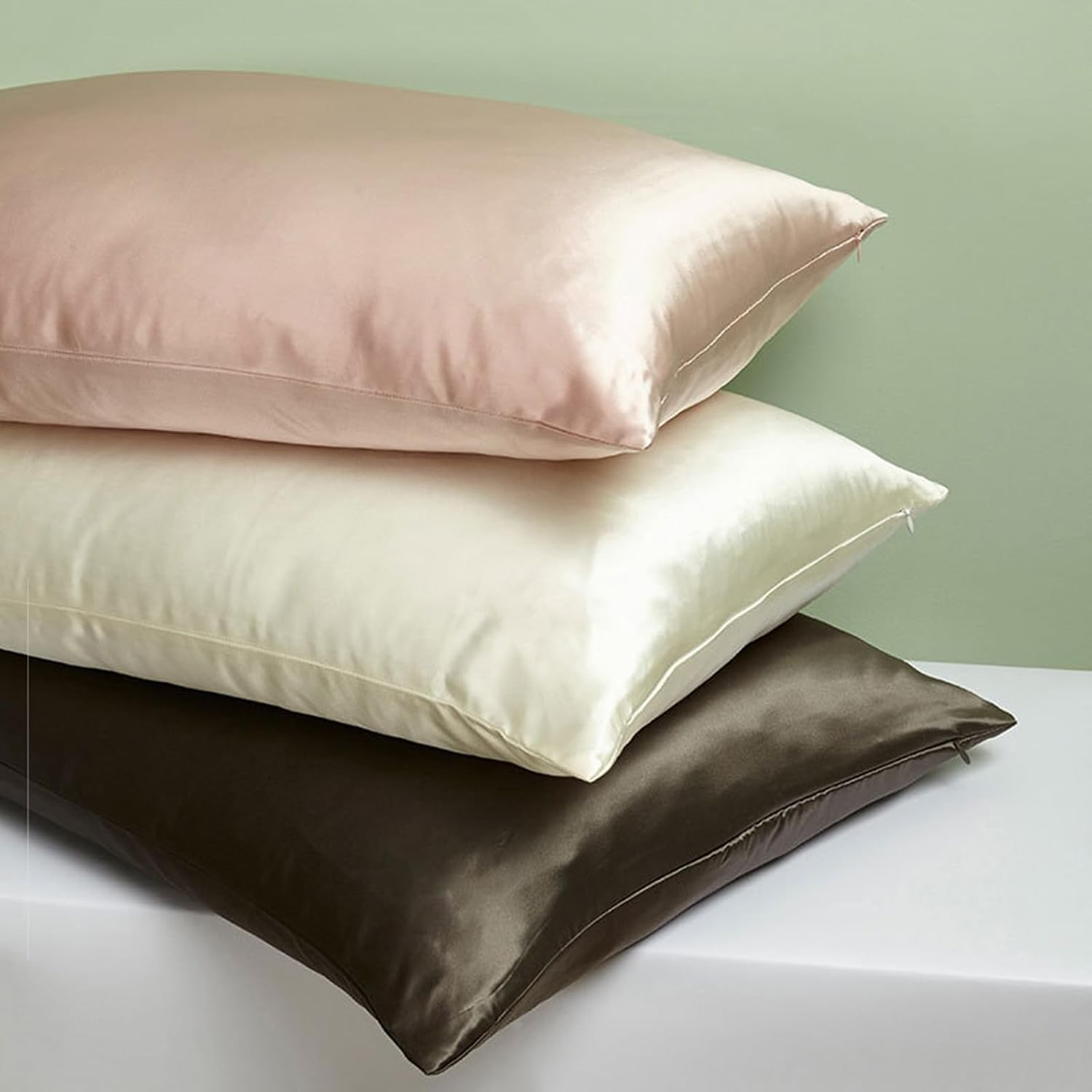 2 Pack Silk Pillowcase, Both Sides 100% Mulberry Silk Pillow Case for Hair & Skin, Pure Natural Satin Pillow Cases with Hidden Zipper, Soft,Cozy and Breathable Silk Pillow Cover,20''×30'',Pink