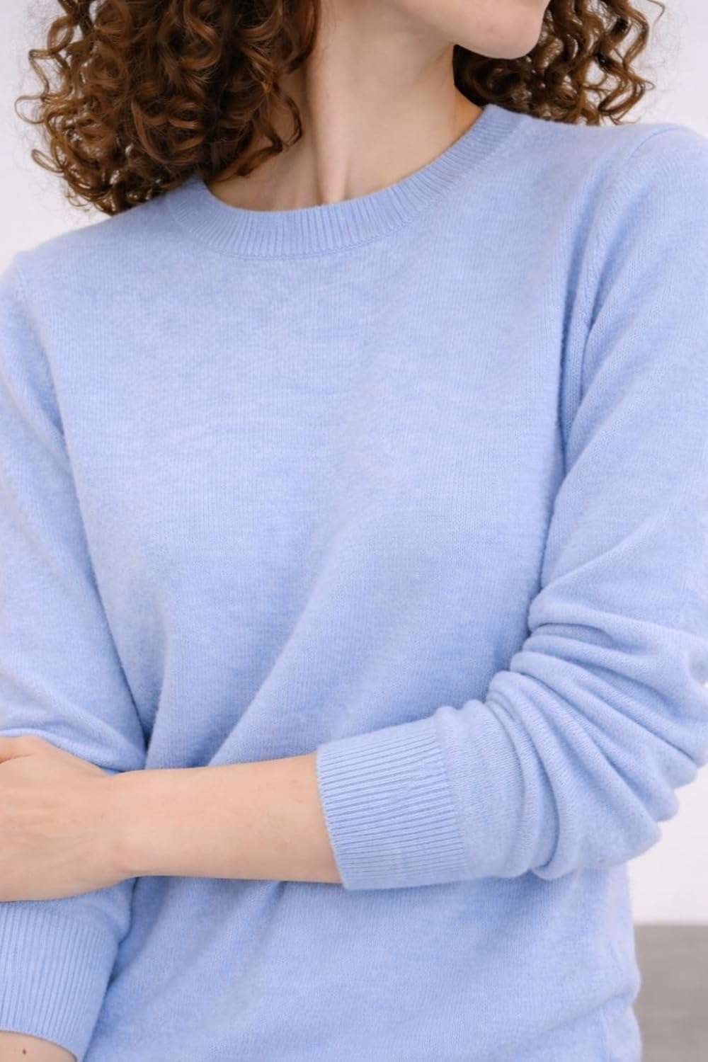 State Cashmere Women's Essential Crewneck Sweater 100% Pure Cashmere Classic Long Sleeve Pullover