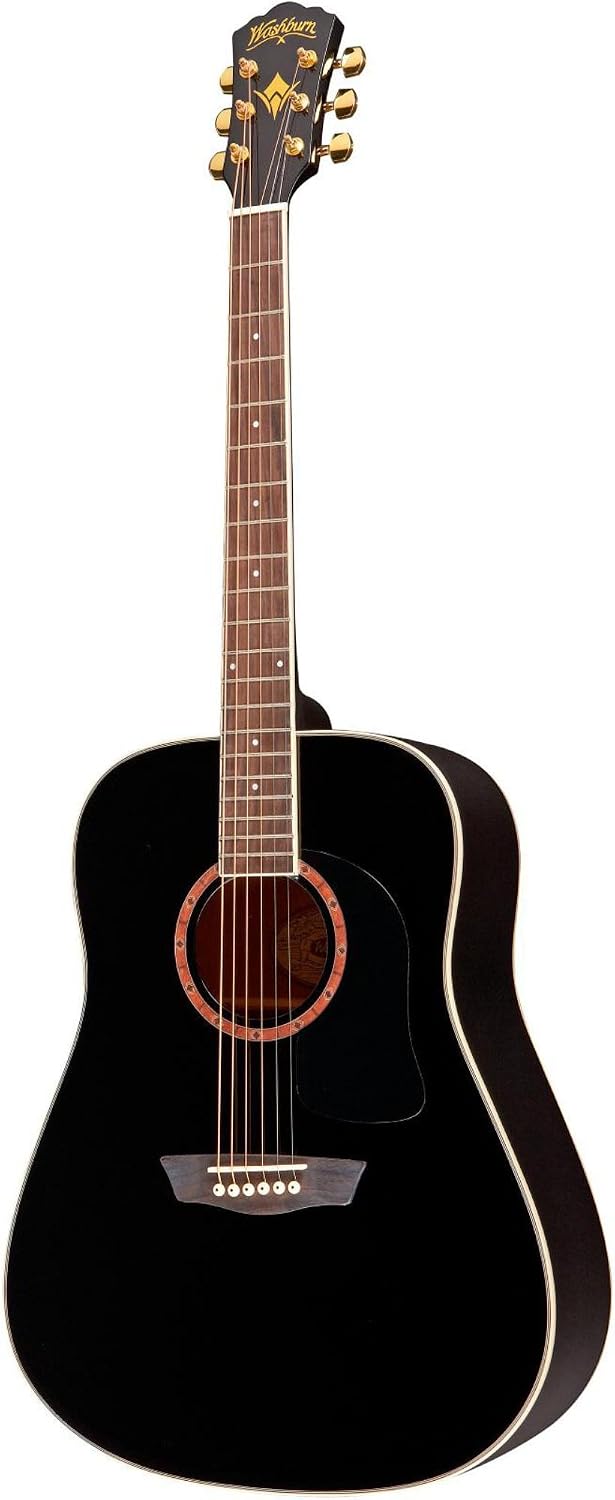 Washburn WD100DLBK Apprentice Dreadnought Acoustic Guitar, Black Gloss
