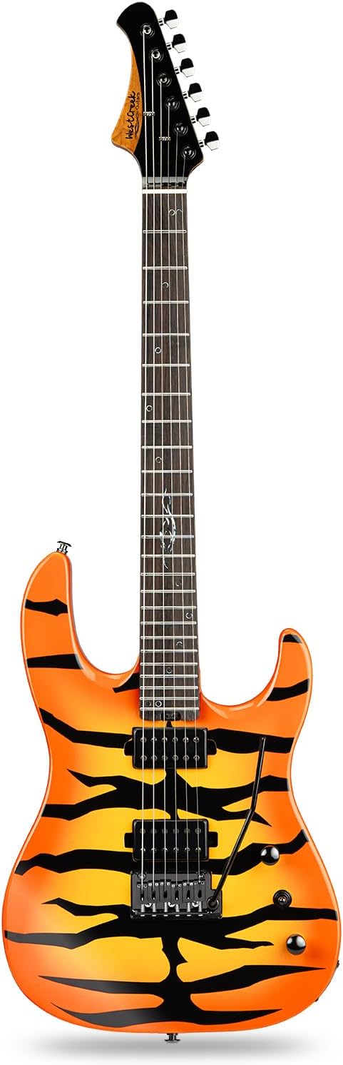 WestCreek Aetheris Solid Body Electric Guitar, Mahogany Body, Maple Neck, Rosewood Fretboard, Rounded End Frets, Bone Nut, 24 Frets (Yellow)