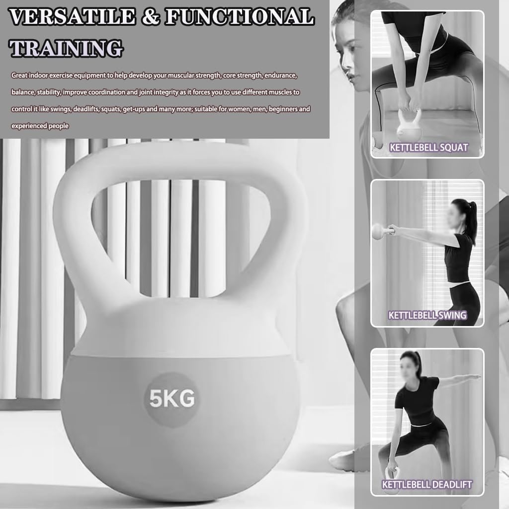 Kettlebell Weights Women's Beginner Weight Loss Soft Kettle Bells, Buttocks Shaping/sports Dumbbell, Home Fitness Equipment, Frosted Non-slip Handle(Pink-10kg)
