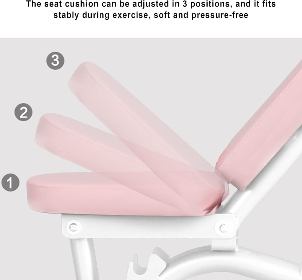 Weight Bench, Adjustable Workout Bench, Professional Multi-Purpose Incline Bench for Home Gym Dumbbell Barbell Bench Press and Strength Training Load 500KG(Pink)