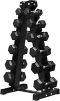RITFIT Rubber Hex Dumbbells Set with Rack, 180-780LB Heavy-Duty Cast Iron Core, Knurled Chrome Handle, Space-Saving Storage Rack for Home Gym Strength Training