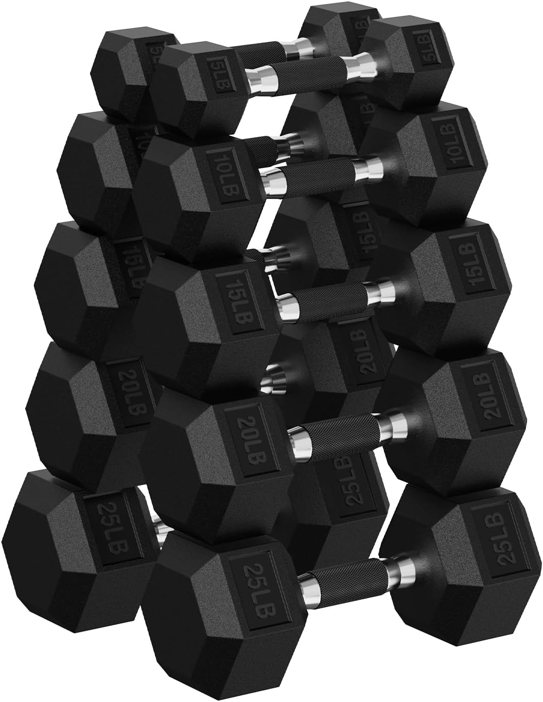 Hex Dumbbell Sets with Rack, 90-640 lb Rubber Encased Exercise & Fitness Dumbbells Set, Hand Weight for Strength Training, Weight Dumbbells