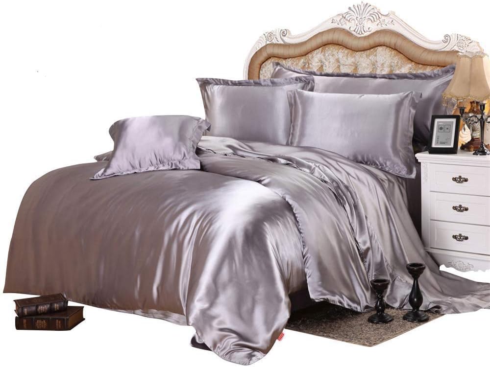 Yarns of Cotton 3 PC All Season Silky Super Soft Comforter Set Luxurious Bedding Set - (1 Comforter, 2 Pillow Cases) King/Light Grey